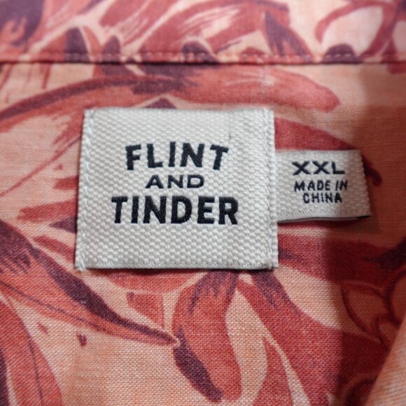 Flint and Tinder Shirt 2XL Pink Floral Loop Collar Linen Cotton - Picture 3 of 8
